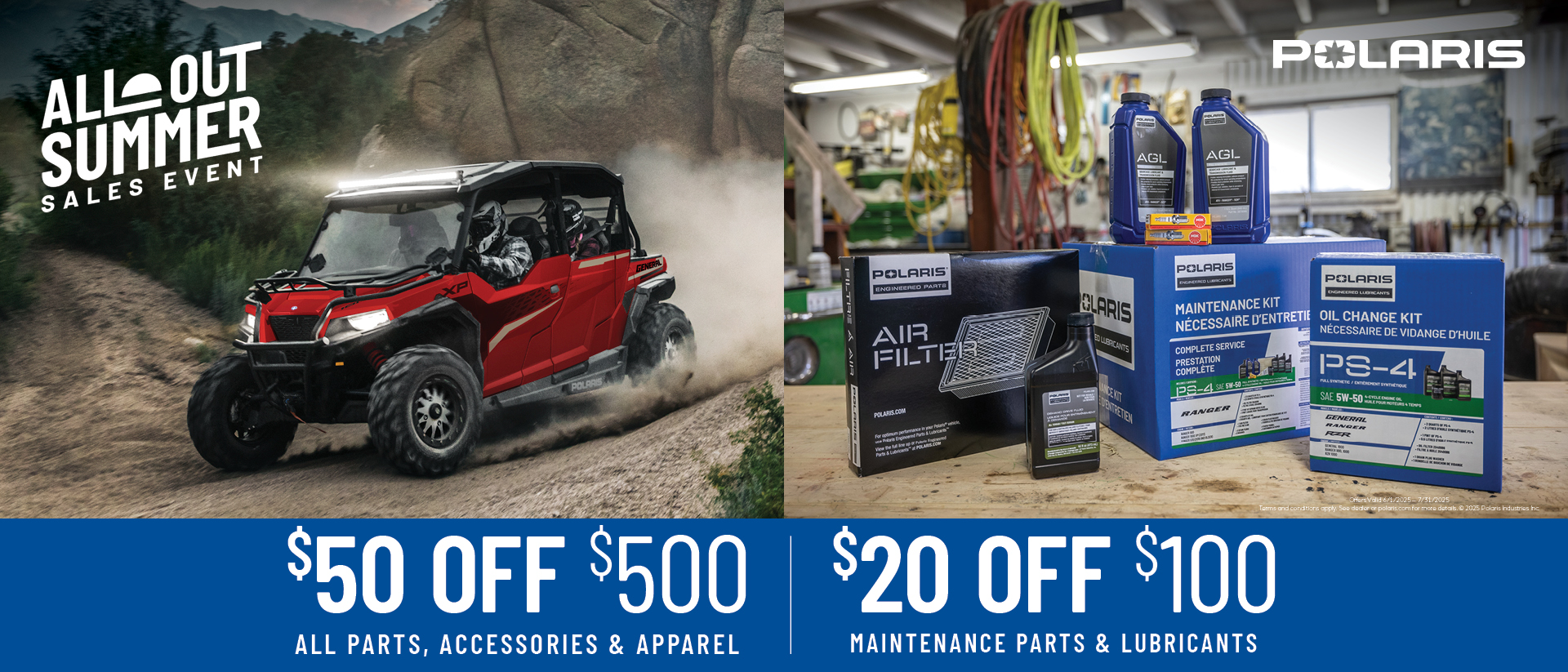 $50 Off $500 All Parts, Accessories & Apparel $20 Off $100 Maintenance Parts & Lubricants