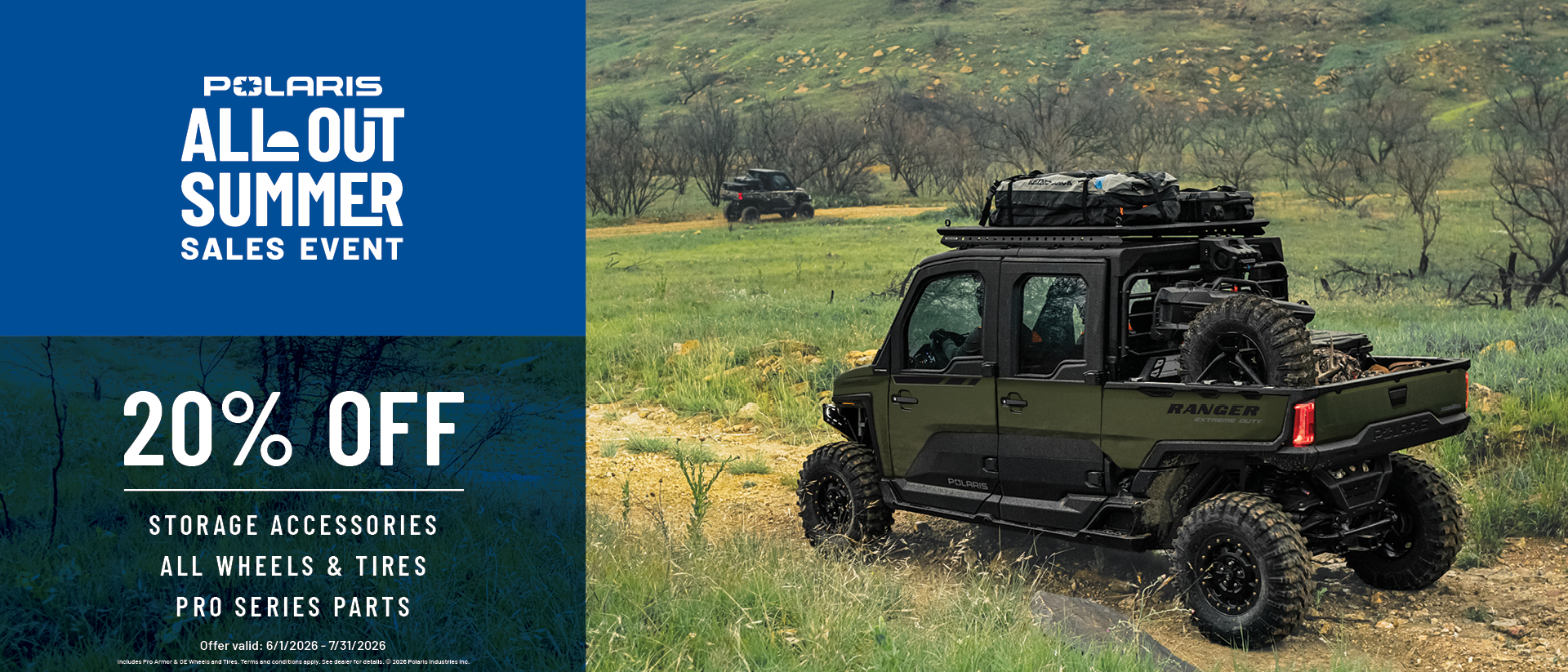20% off storage accessories, all wheels and tires, and pro series parts