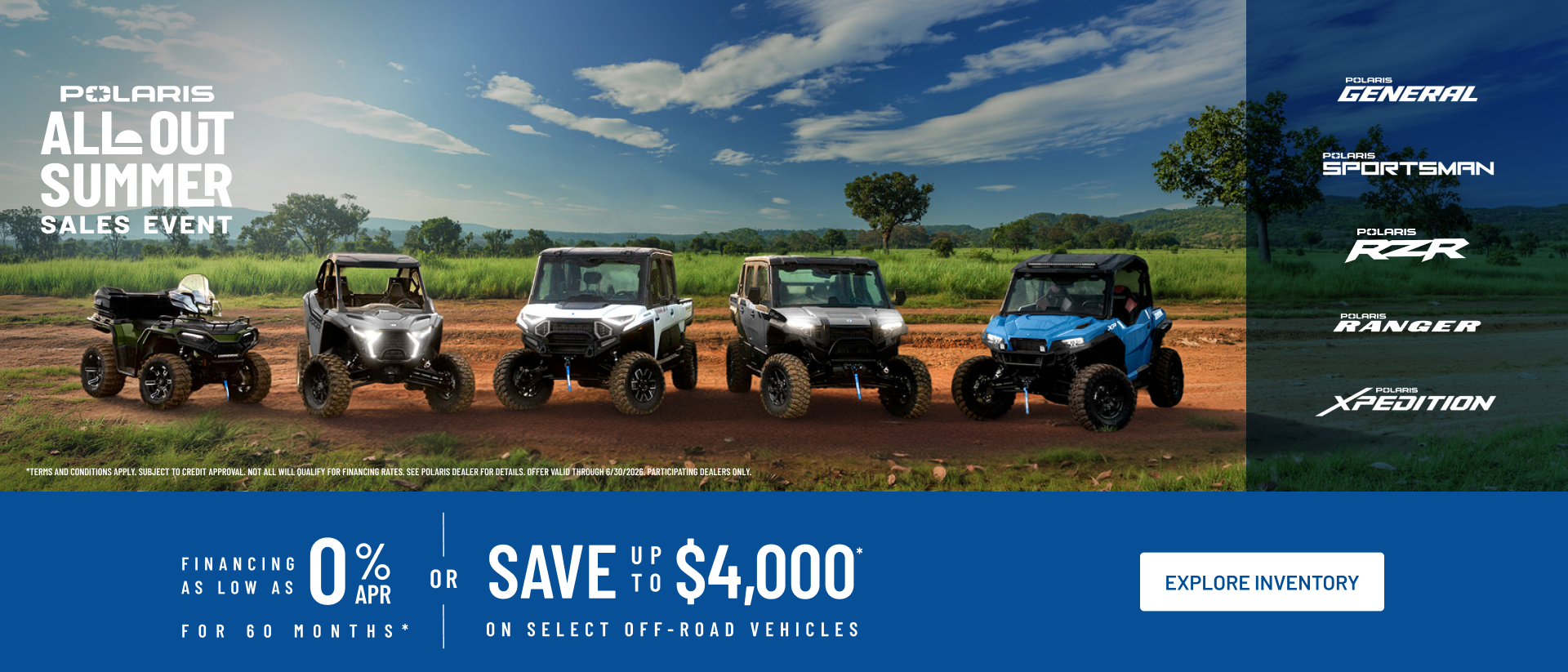 Polaris UTVs and ATVs on sale up to $4000 Off Select 2026 Off-Road Vehicles