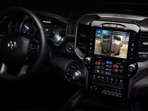 Touchscreen Showing Split-screen View of Both Sides of Truck