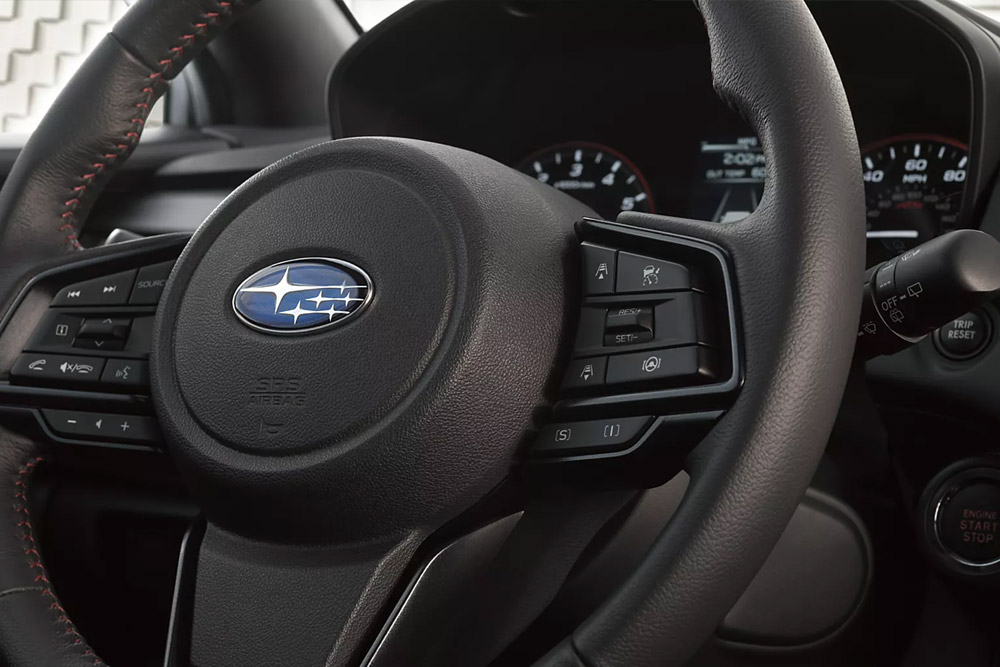 Available leather-wrapped steering wheel with integrated controls