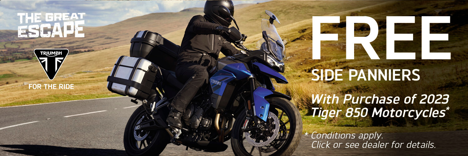 free side panniers with purchase of tiger 850 motorcycles
