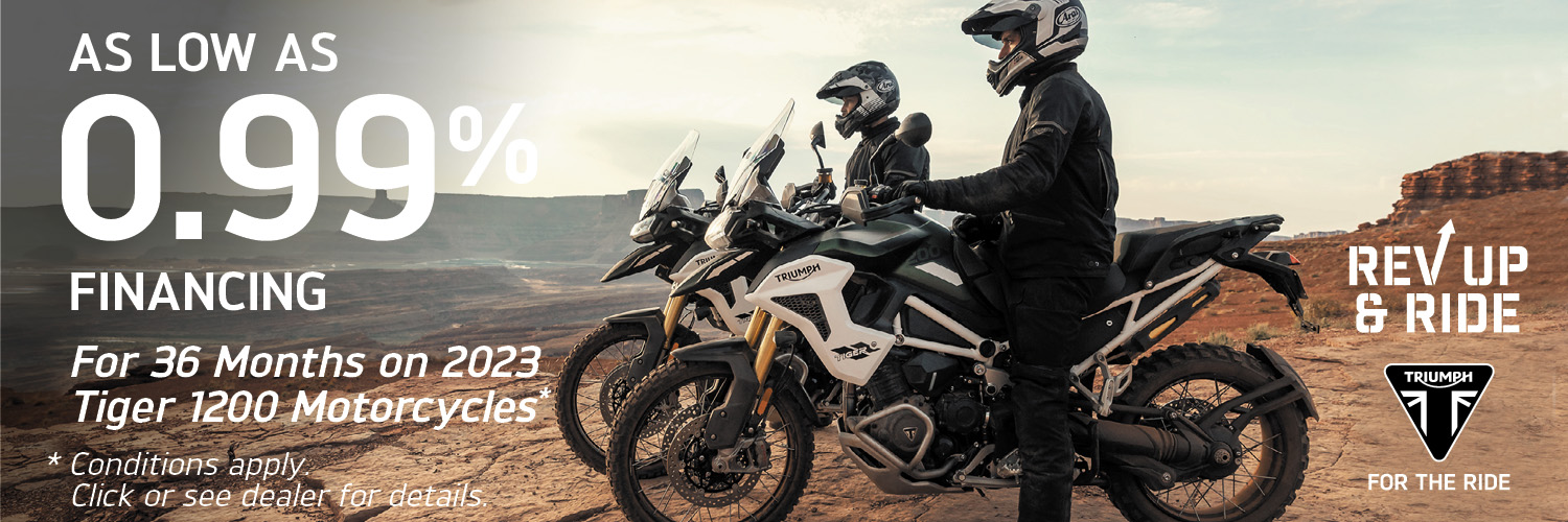 AS LOW AS 0.99% FINANCING FOR 36 MONTHS ON 2023 TIGER 1200