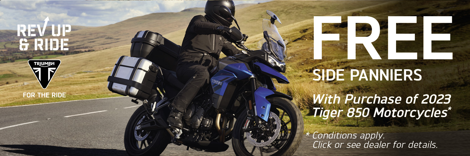 FREE SIDE PANNIERS WITH PURCHASE OF TIGER 850 MOTORCYCLES