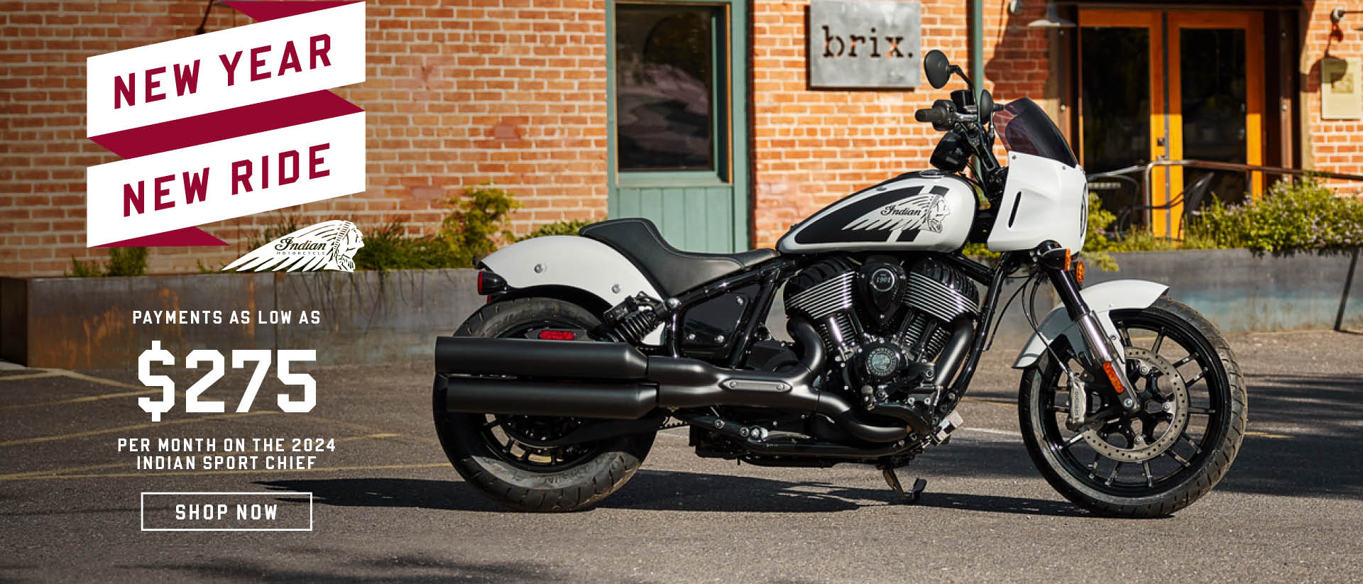 Promotional Offer: Payments as low as $275 per month on select 2024 Indian Sport Chief Models.