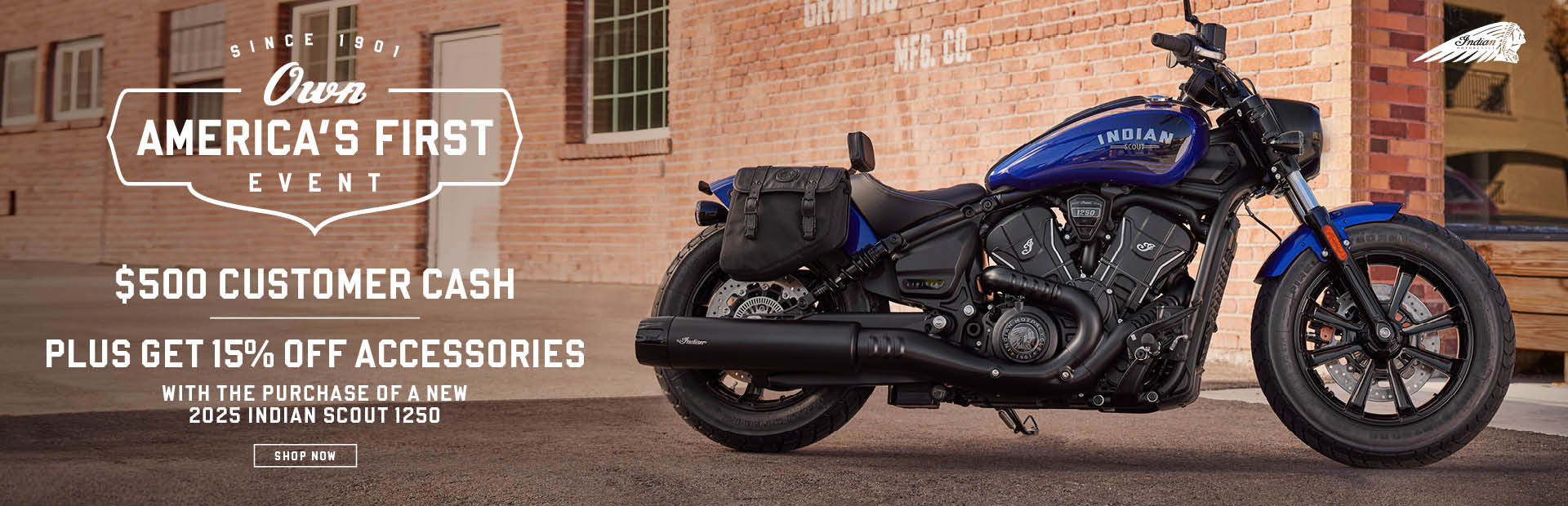 Promotion: Get $1000 Customer Cash on 2025 Indian Scout 1250 Models.