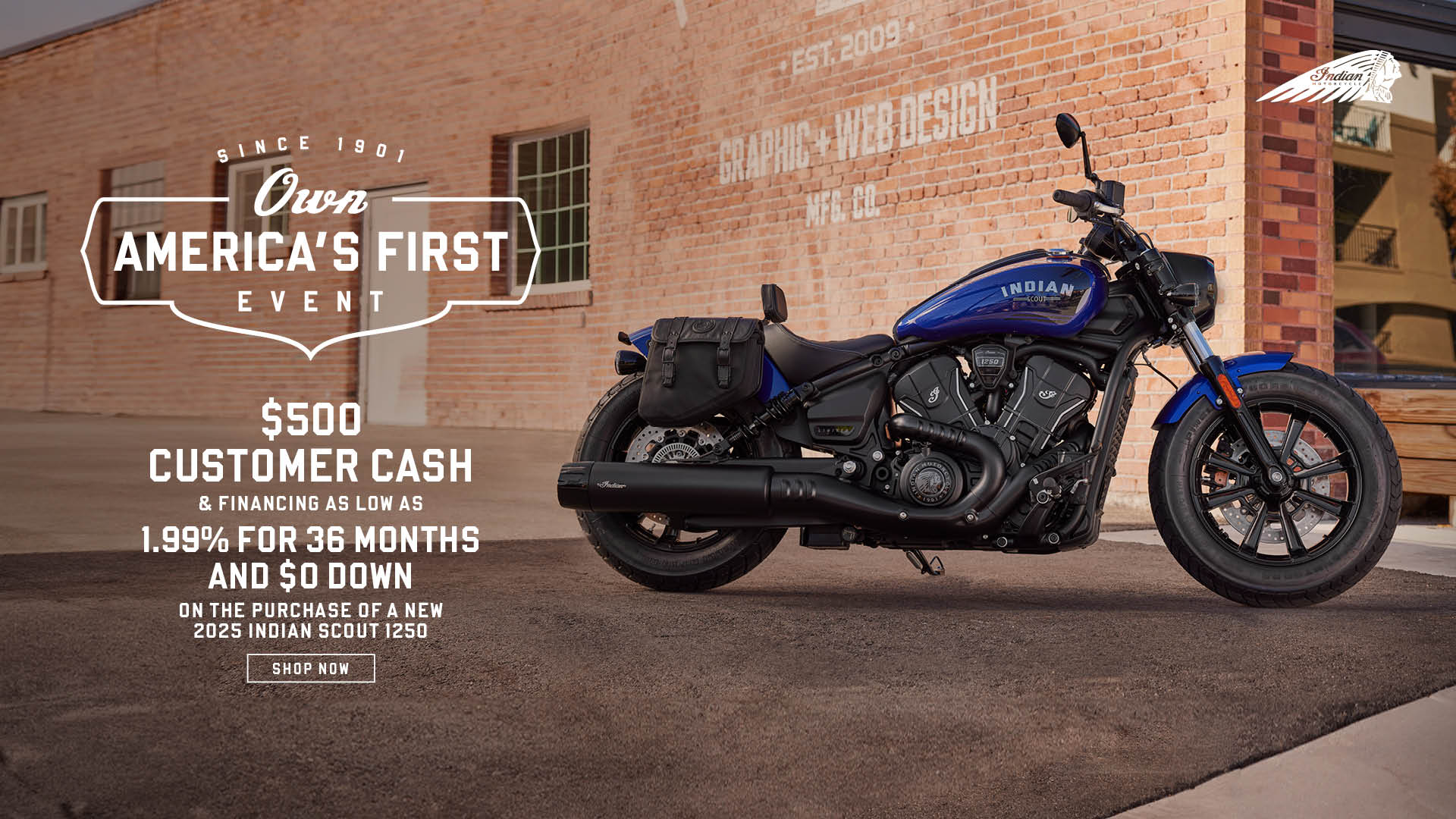 Promotion: Get $500 Customer Cash on 2025 Indian Scout 1250 Models.
