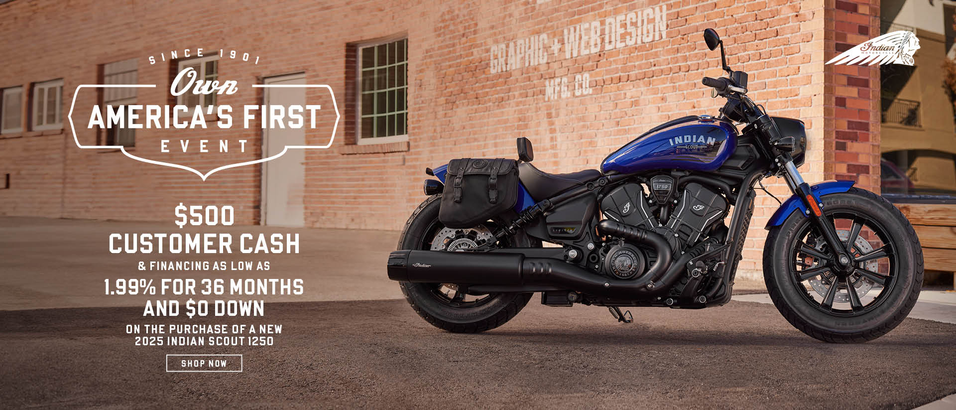 Promotion: Get $500 Customer Cash on 2025 Indian Scout 1250 Models.