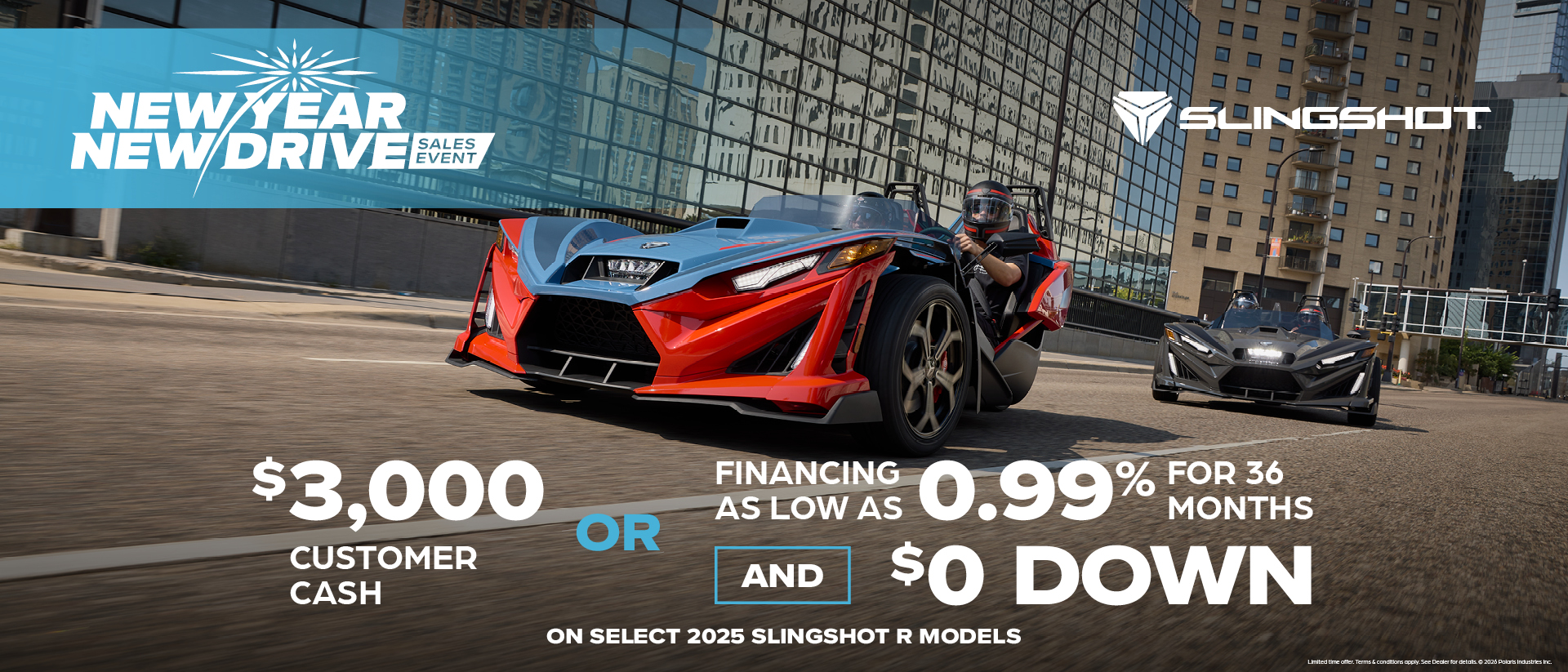 $3,000 Customer Cash or Financing offer for Slingshot R Models