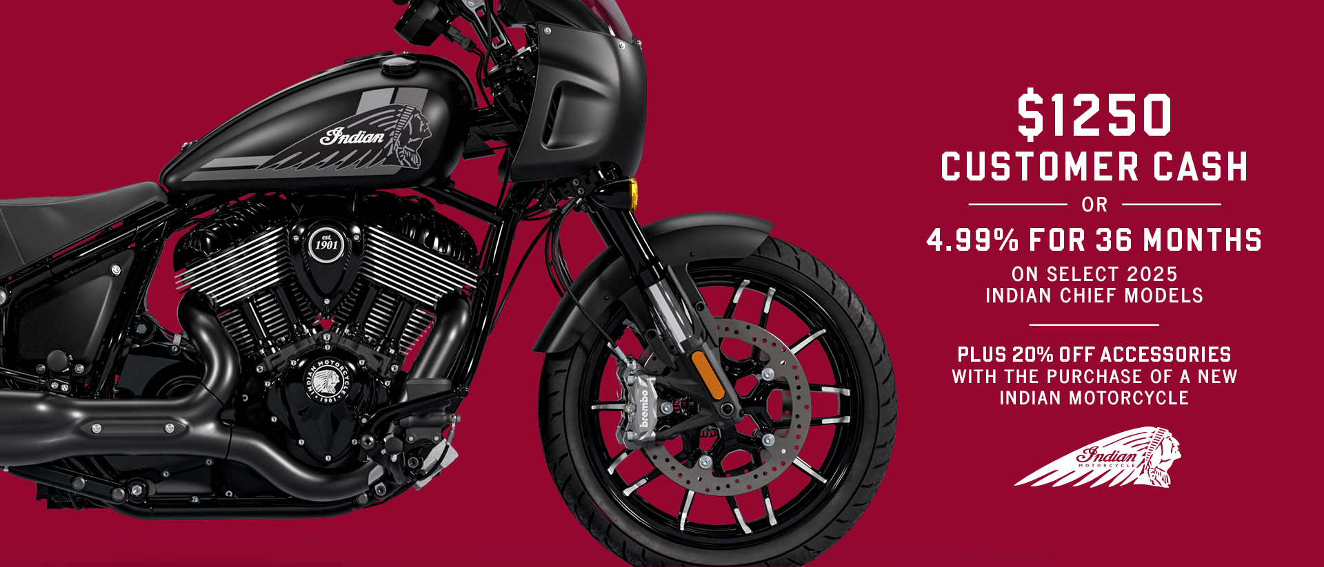 Promotion: Get up to $1250 Customer Cash or 4.99% for 36 months on select 2025 Chief Models