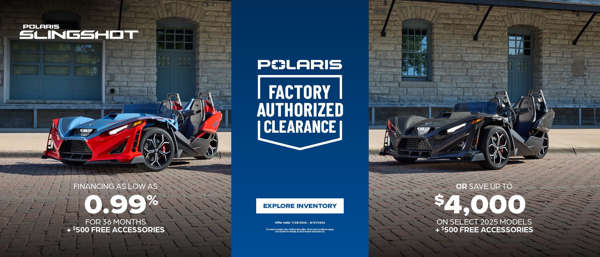 $4,000 customer cash or financing offer for Select 2025 Slingshot R Models