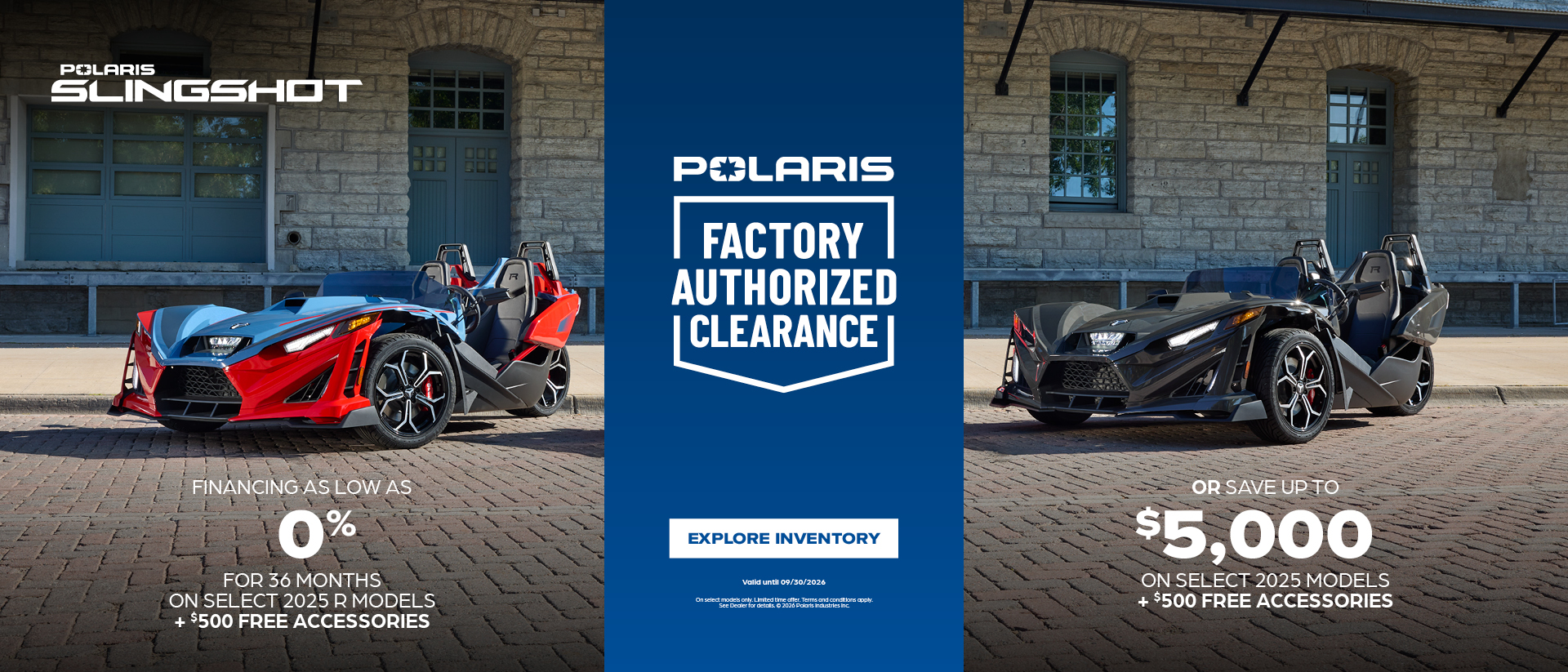 $5,000 Customer Cash OR Financing Offer on Select 2025 Slingshot R Models
