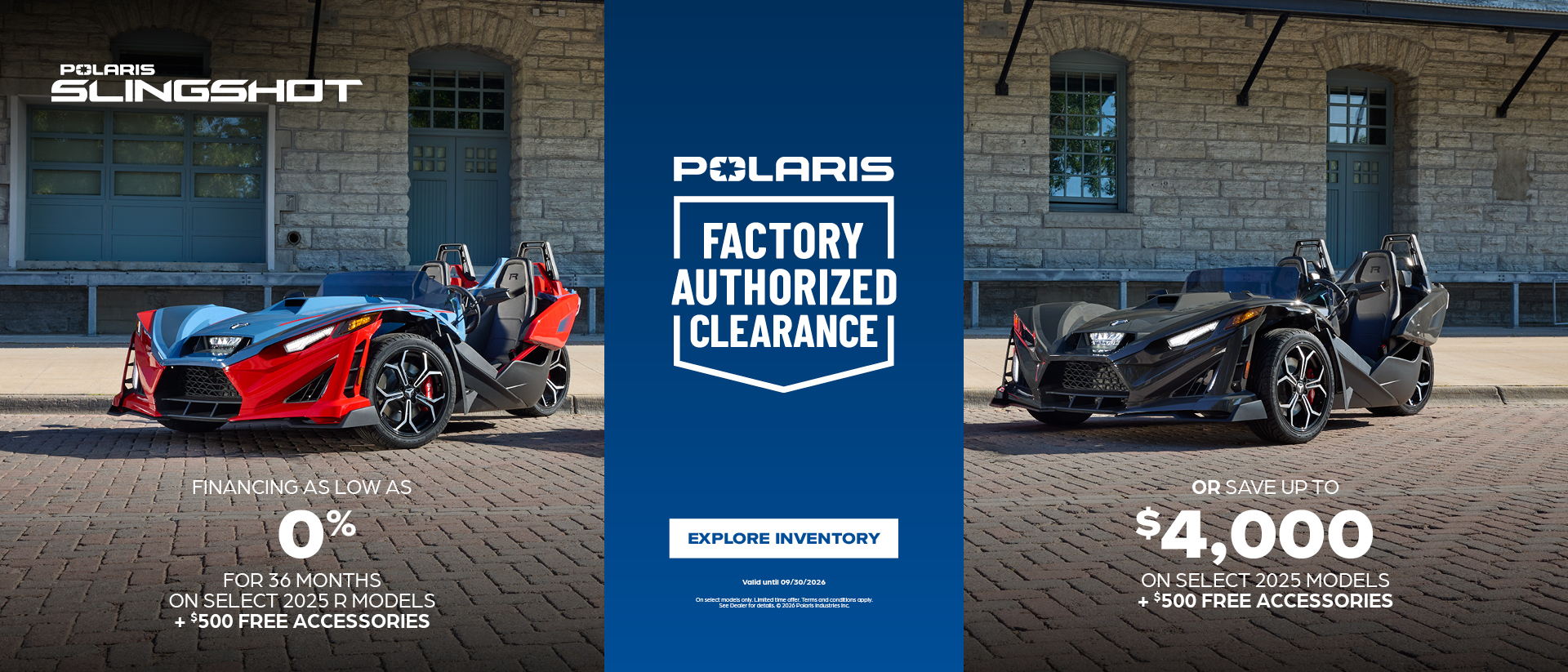 $4,000 customer cash or financing offer for Select 2025 Slingshot R Models